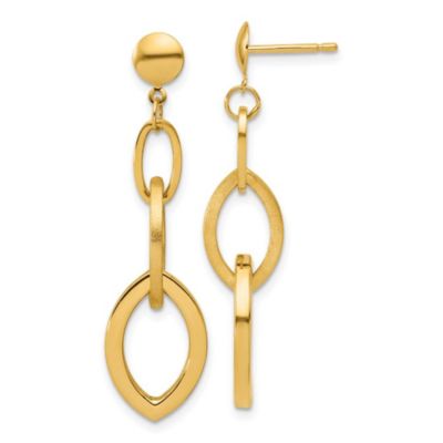 Belk & Co 14K Yellow Gold Polished and Brushed Fancy Post Dangle Earrings