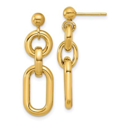 Belk & Co 14K Yellow Gold Polished Fancy Mixed Links Post Dangle Earrings