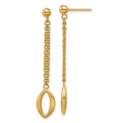 Belk & Co 14K Yellow Gold Polished and Brushed Navette Link Post Dangle Earrings