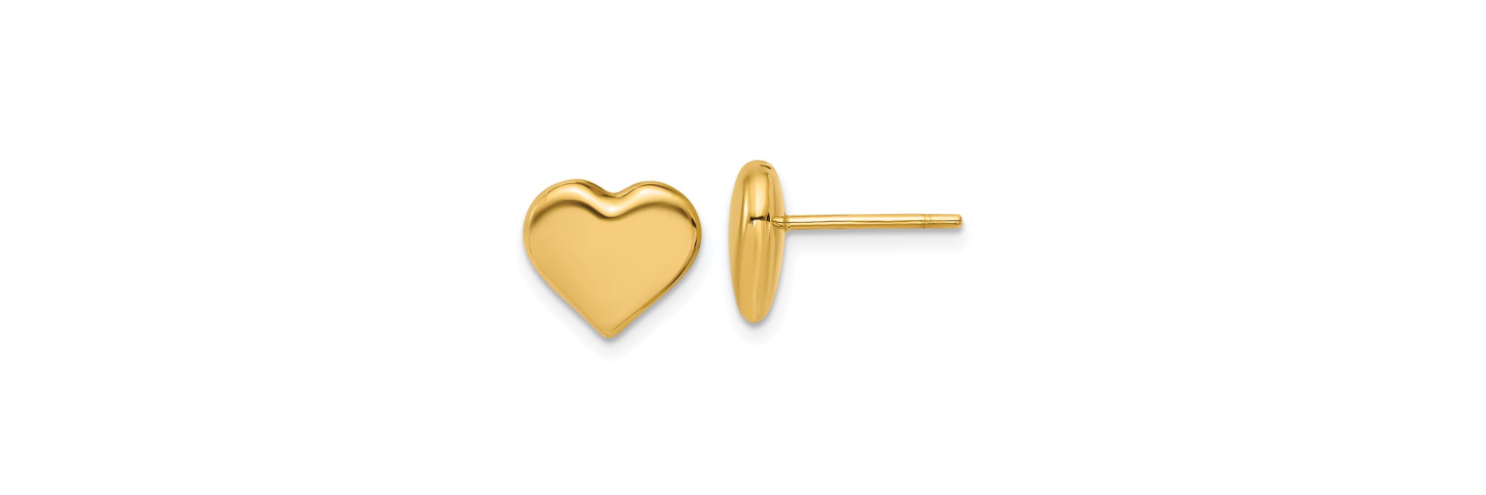 14K Yellow Gold Polished Heart Post Earrings