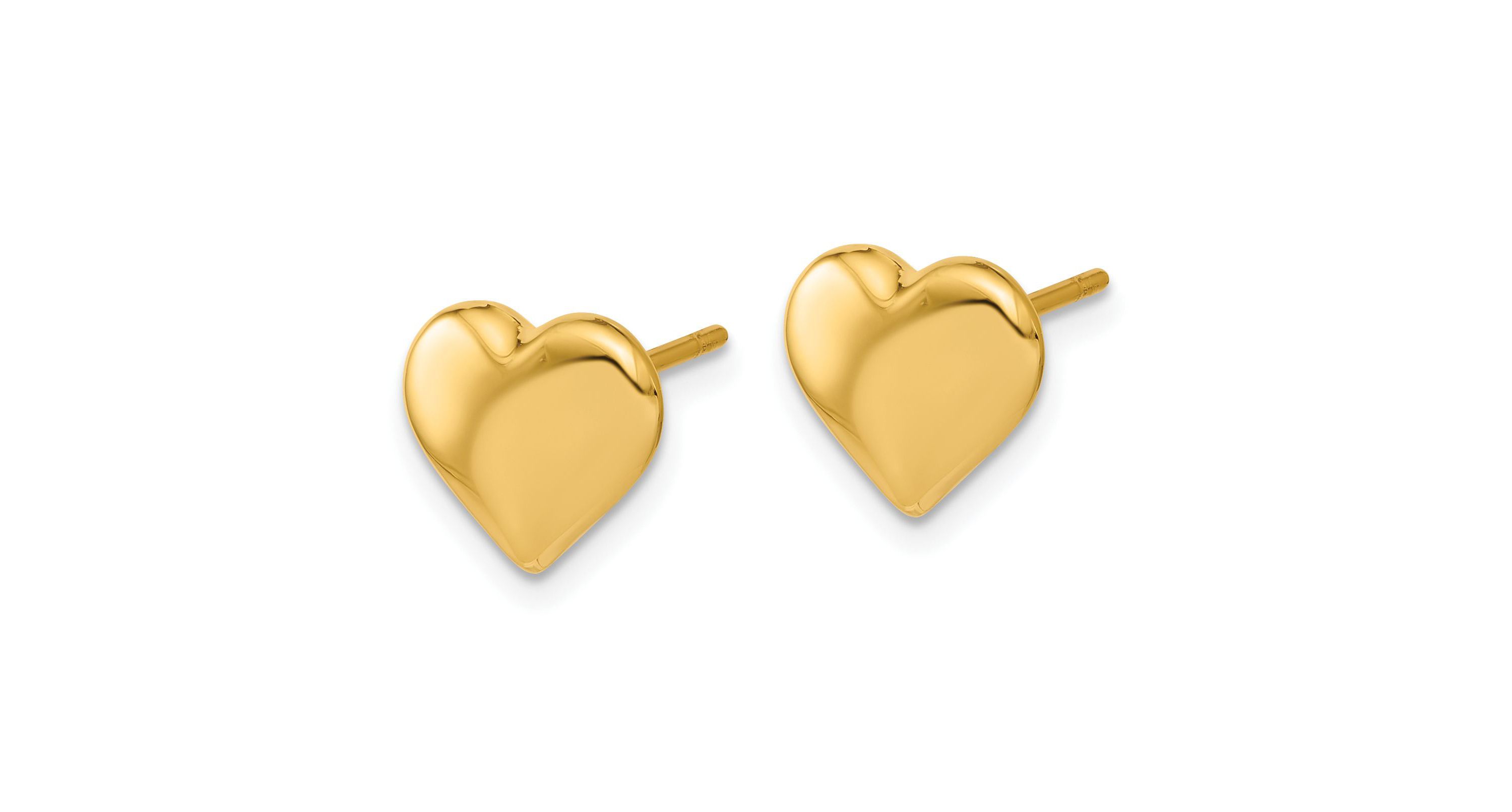 14K Yellow Gold Polished Heart Post Earrings