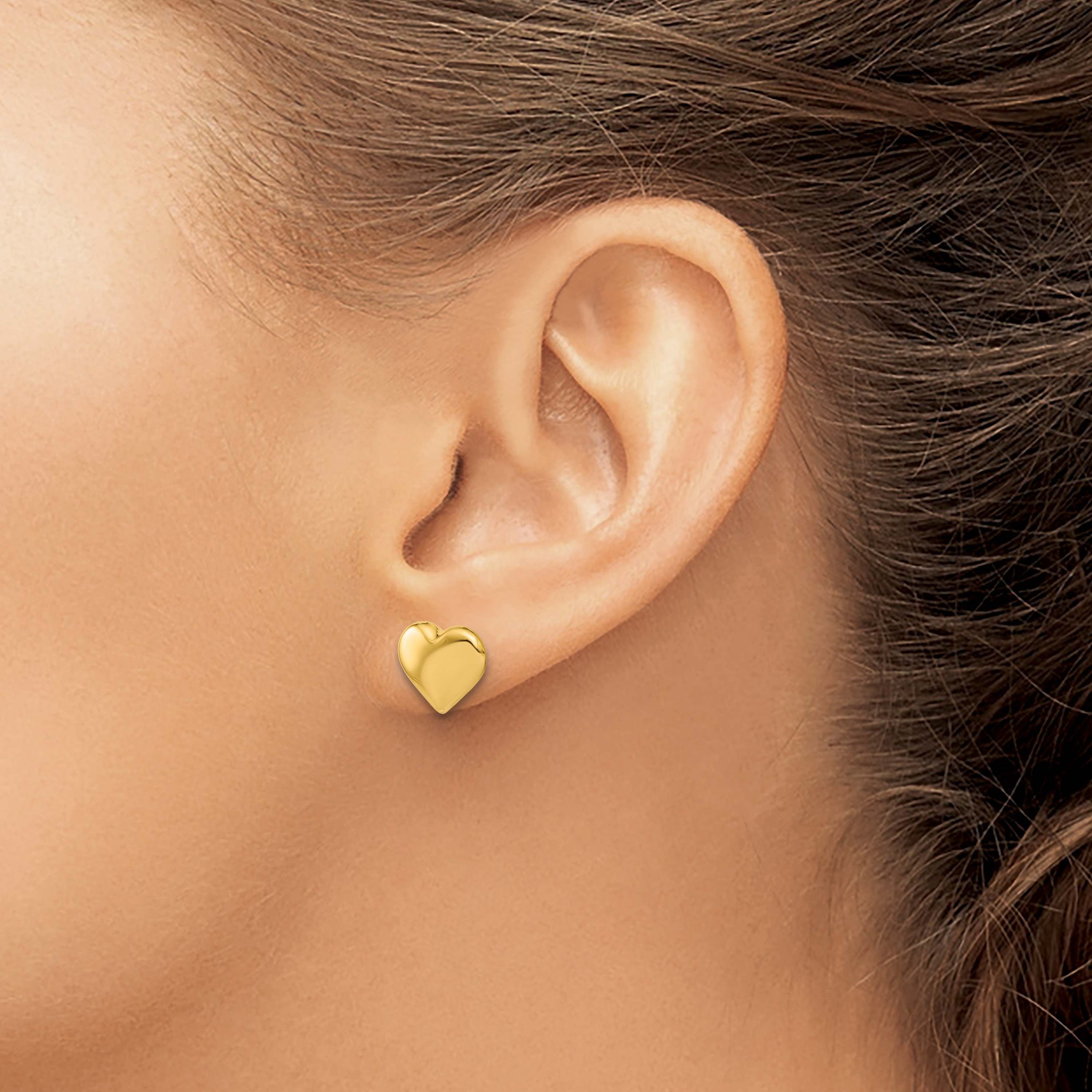 14K Yellow Gold Polished Heart Post Earrings