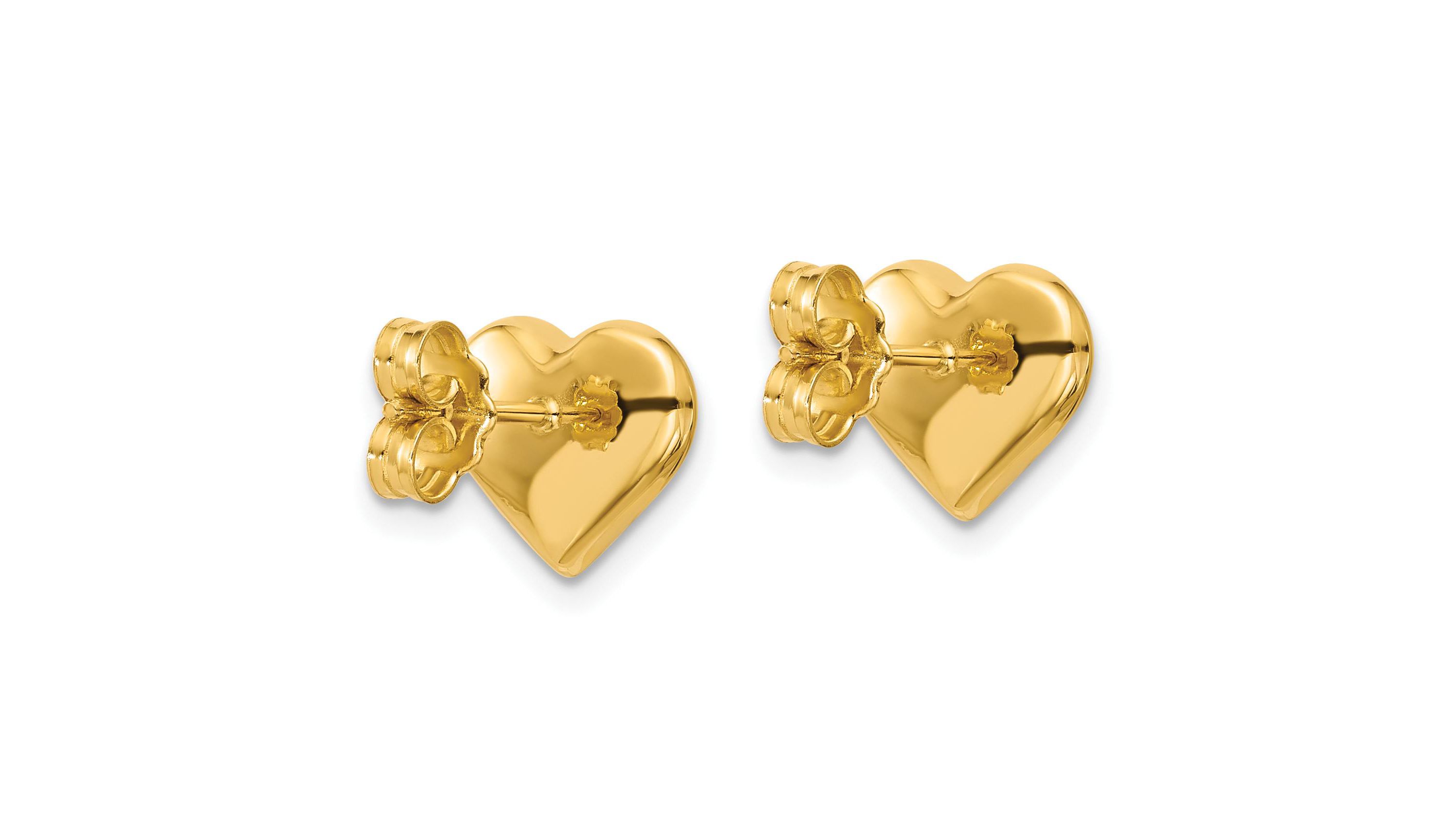 14K Yellow Gold Polished Heart Post Earrings