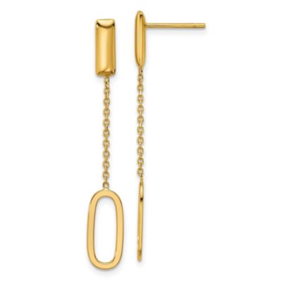 Belk & Co 14K Yellow Gold Polished Elongated Oval and Bar Post Dangle Earrings