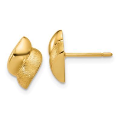 Belk & Co 14K Yellow Gold Polished and Brushed Fancy Post Earrings
