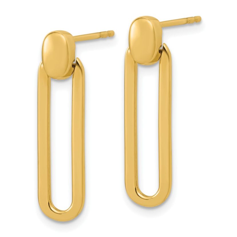 14K Yellow Gold Polished Link Dangle Post Earrings