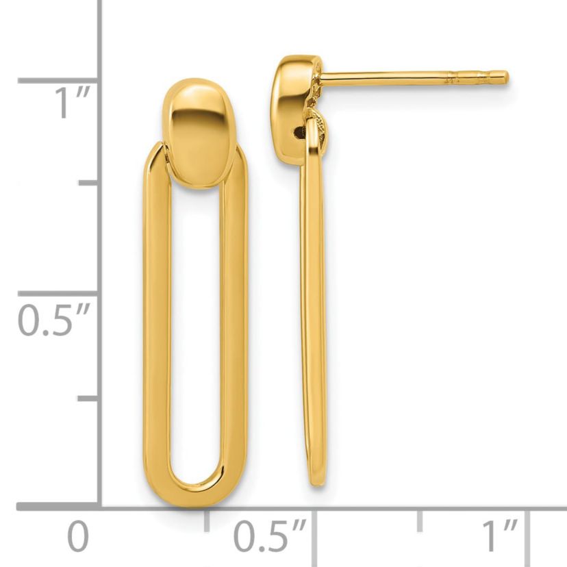 14K Yellow Gold Polished Link Dangle Post Earrings