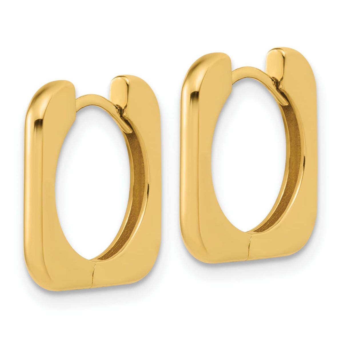 14K Yellow Gold Polished Square Hinged Hoop Earrings