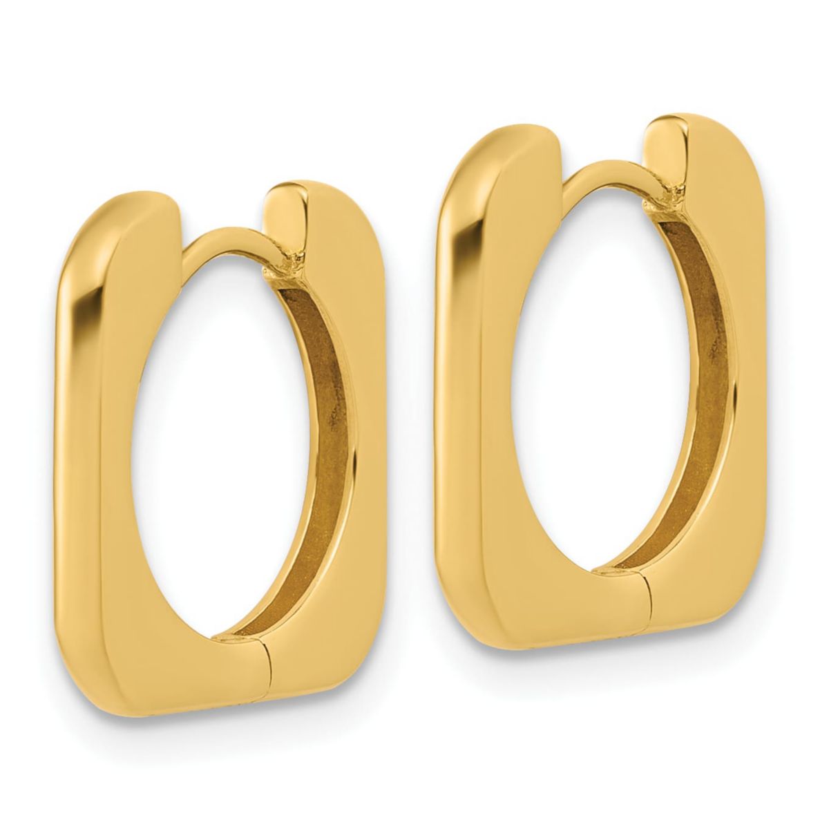 14K Yellow Gold Polished Square Hinged Hoop Earrings