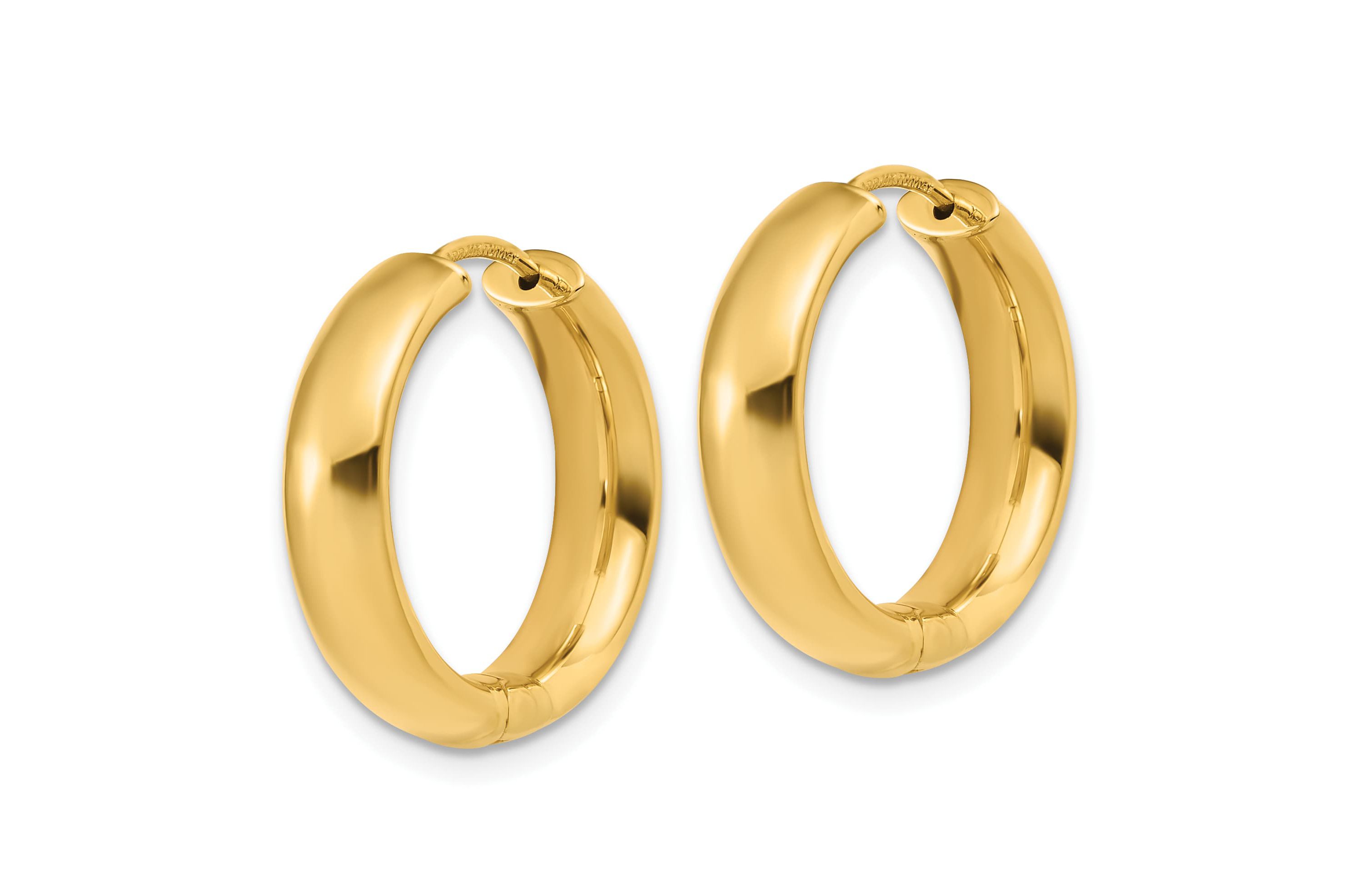 14K Yellow Gold Polished Hinged Hoop Earrings