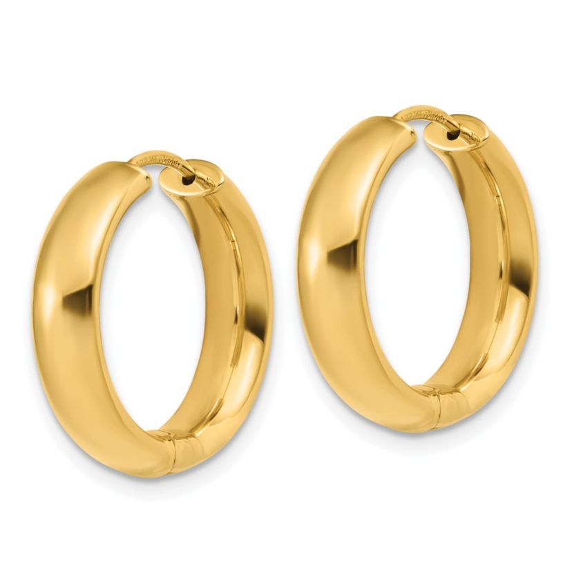 14K Yellow Gold Polished Hinged Hoop Earrings
