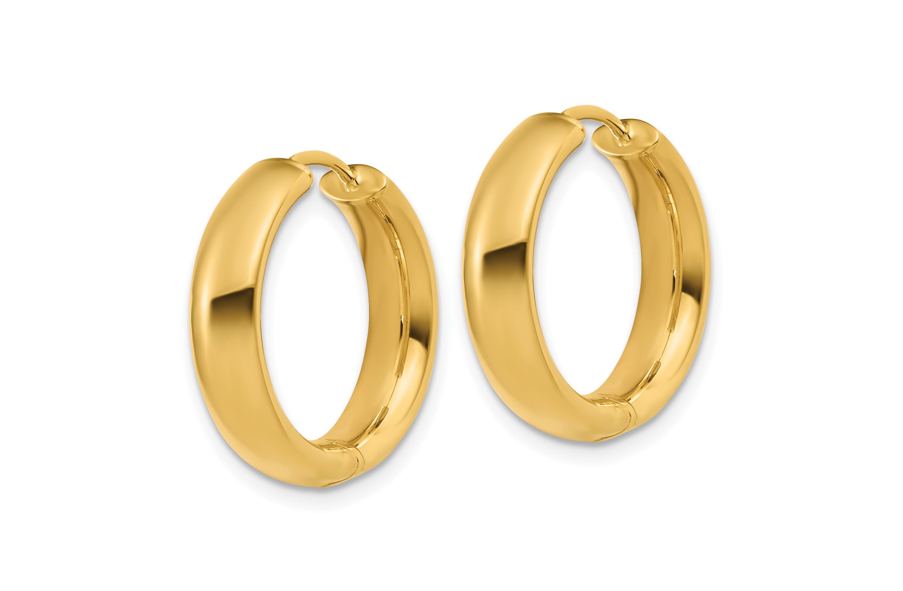 14K Yellow Gold Polished Hinged Hoop Earrings