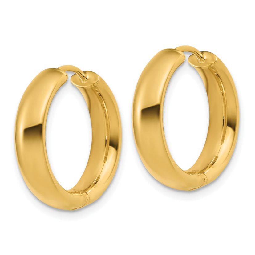 14K Yellow Gold Polished Hinged Hoop Earrings