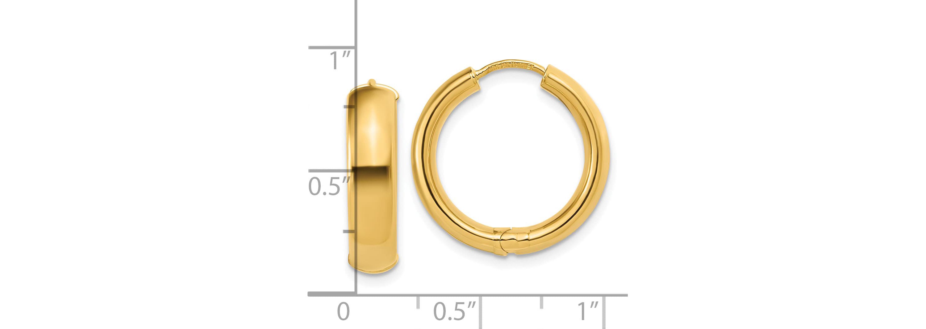 14K Yellow Gold Polished Hinged Hoop Earrings