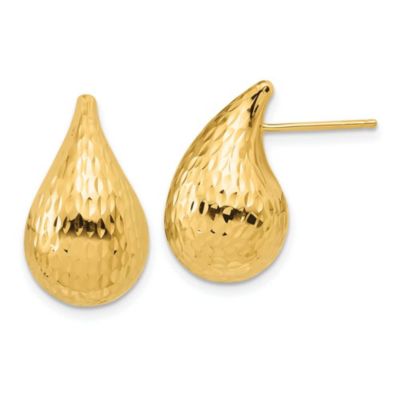 Belk & Co 14K Yellow Gold Polished and Diamond-cut Teardrop Post Earrings