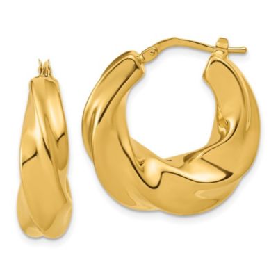 Belk & Co 14K Yellow Gold Polished Puffed and Twisted Hoop Earrings