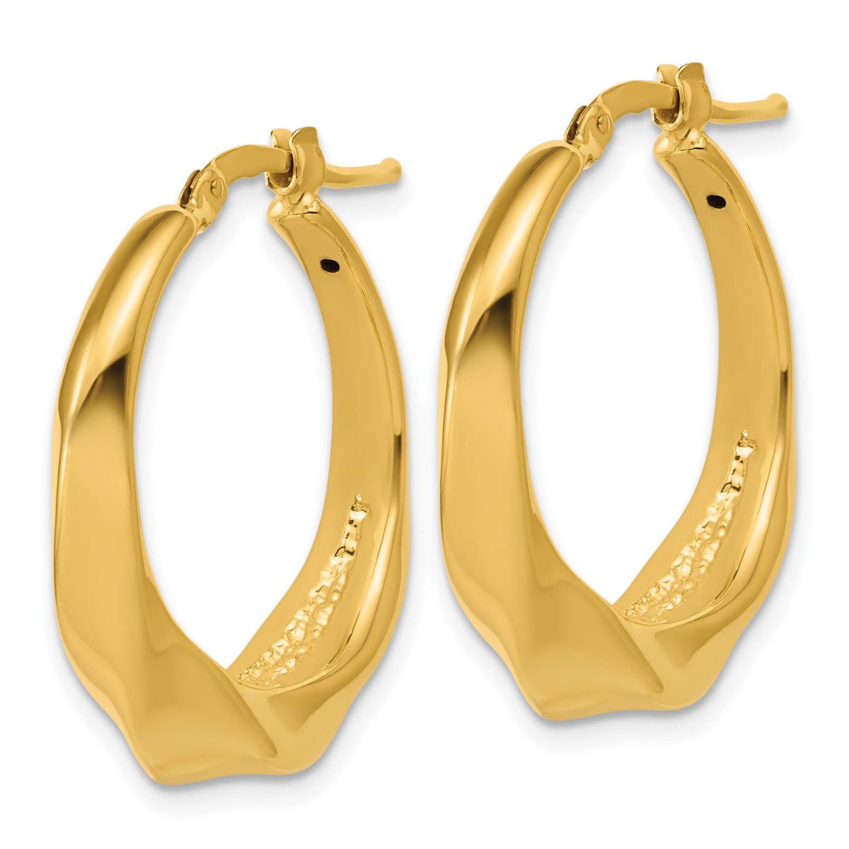 14K Yellow Gold Polished Twisted Hollow Hoop Earrings
