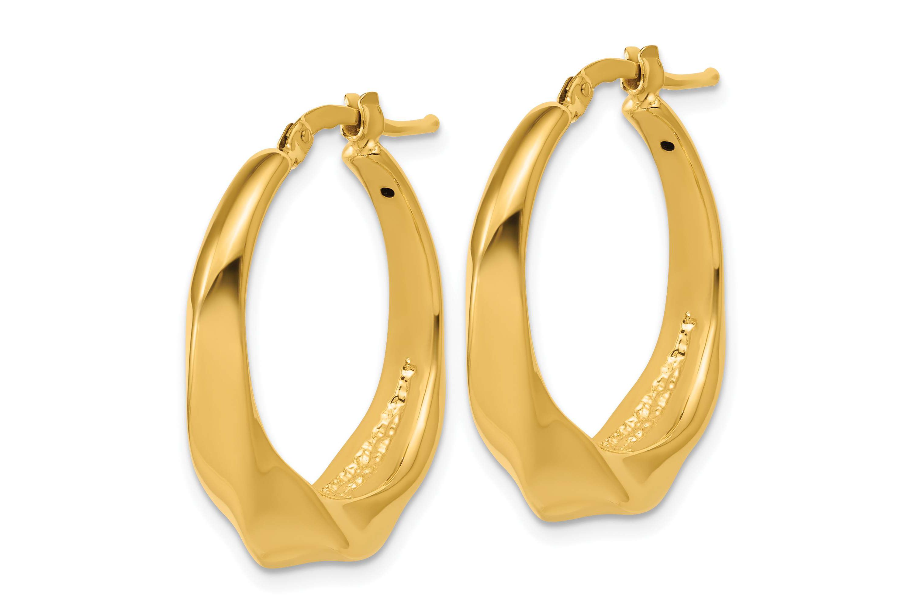 14K Yellow Gold Polished Twisted Hollow Hoop Earrings