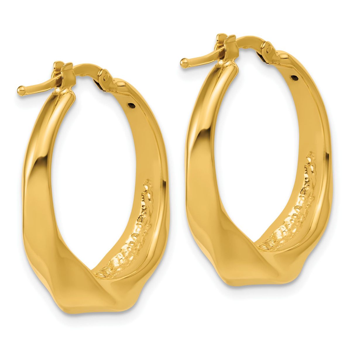 14K Yellow Gold Polished Twisted Hollow Hoop Earrings