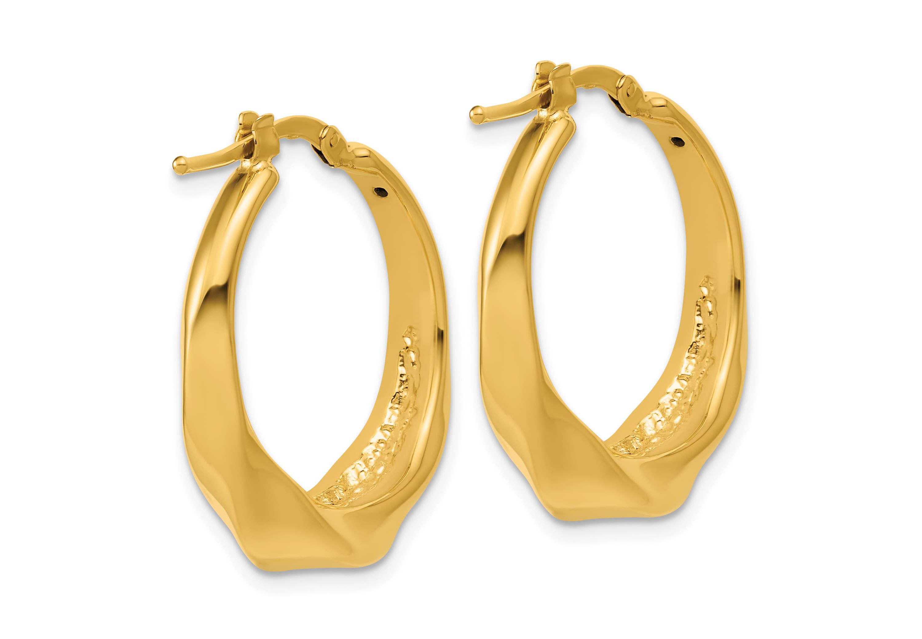 14K Yellow Gold Polished Twisted Hollow Hoop Earrings