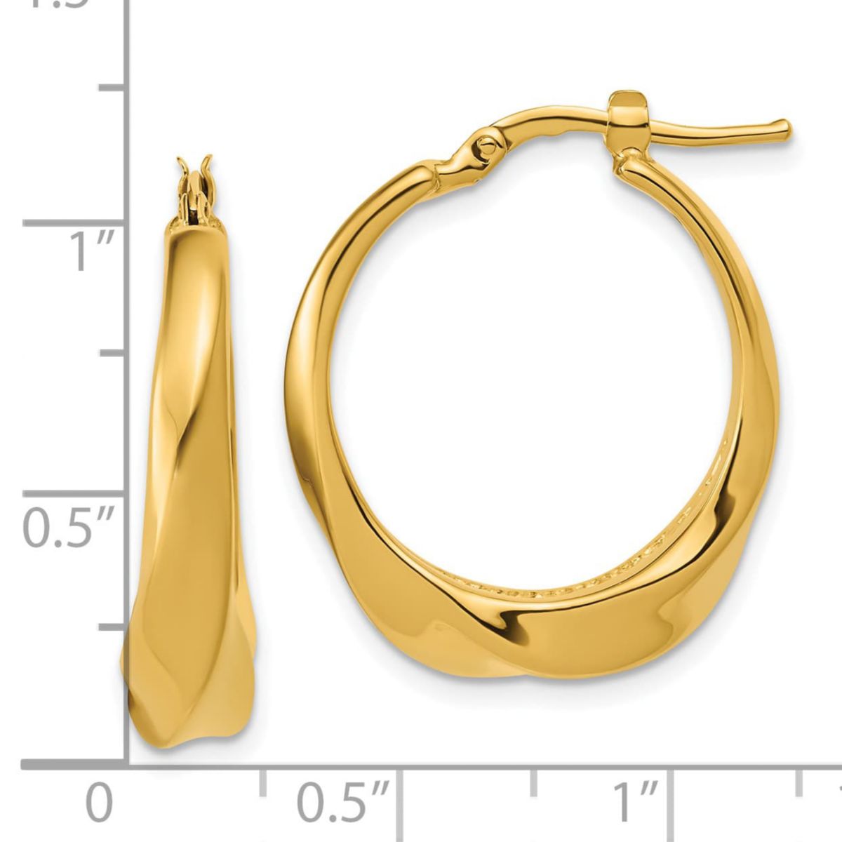 14K Yellow Gold Polished Twisted Hollow Hoop Earrings