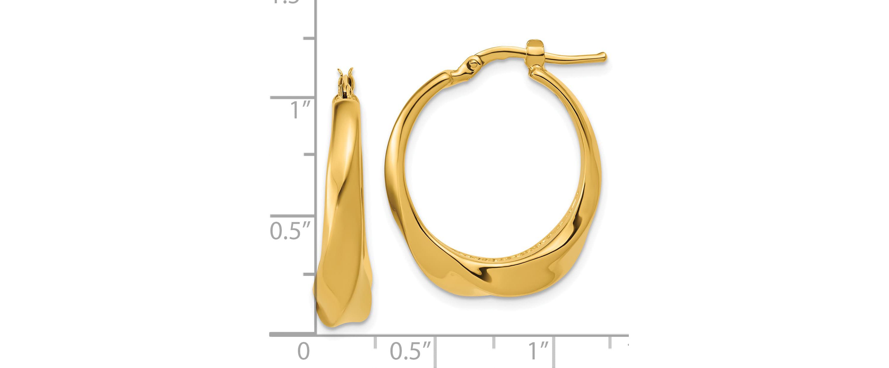 14K Yellow Gold Polished Twisted Hollow Hoop Earrings
