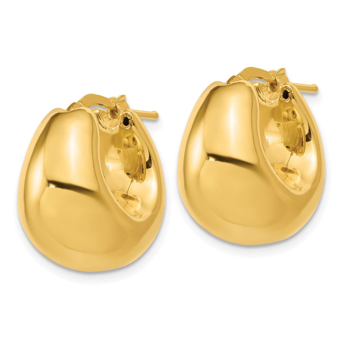14K Yellow Gold Polished Hollow Puff Hoop Earrings