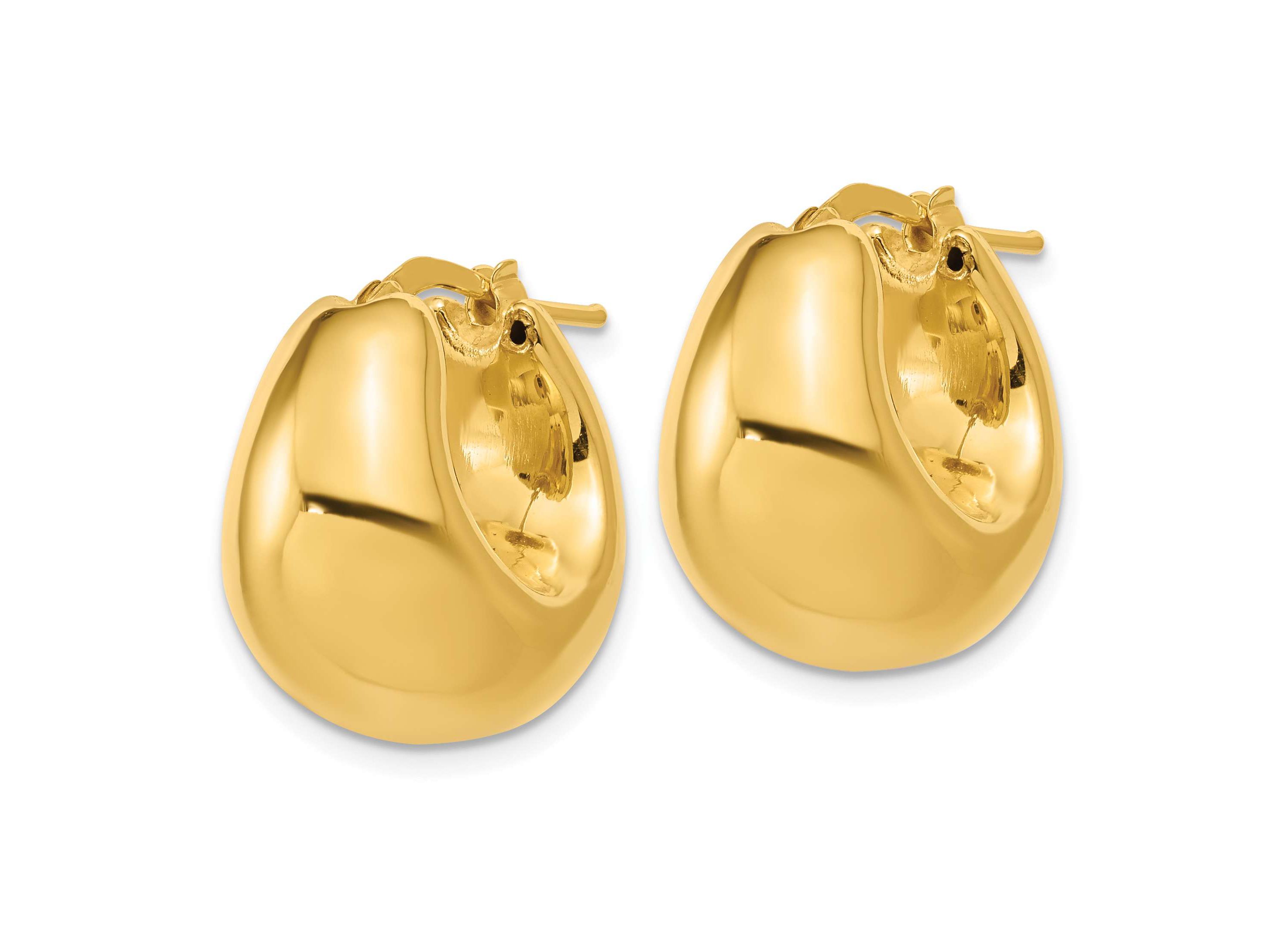 14K Yellow Gold Polished Hollow Puff Hoop Earrings