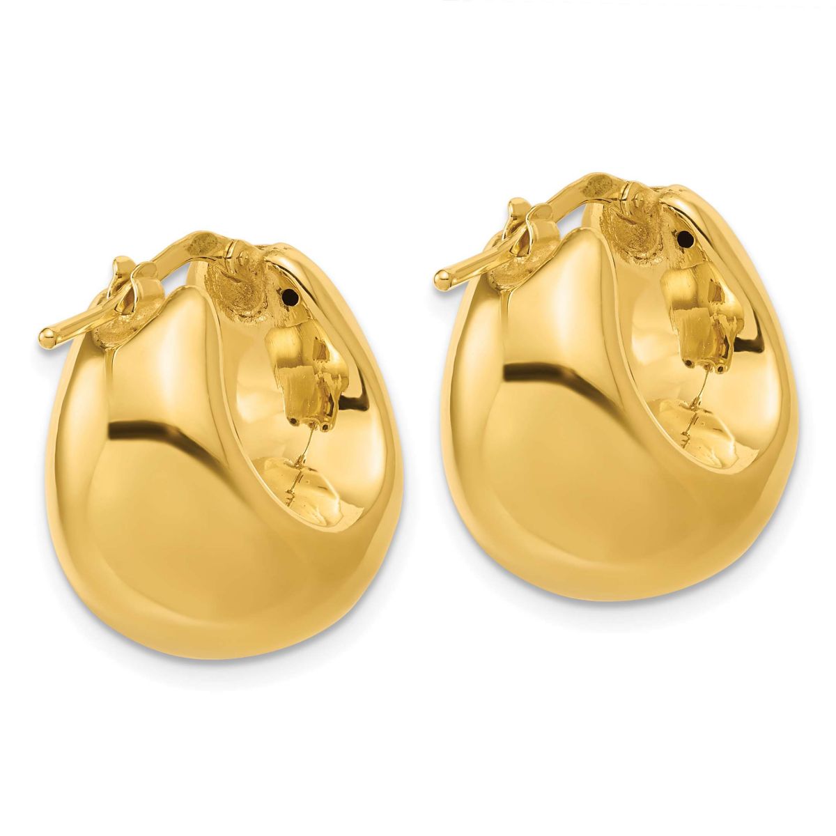 14K Yellow Gold Polished Hollow Puff Hoop Earrings