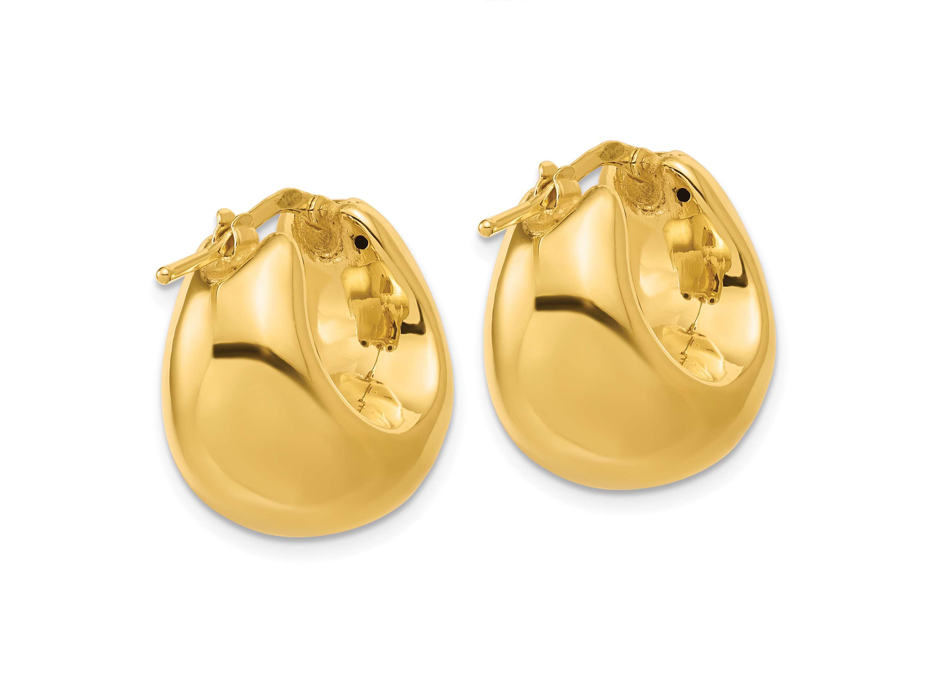 14K Yellow Gold Polished Hollow Puff Hoop Earrings