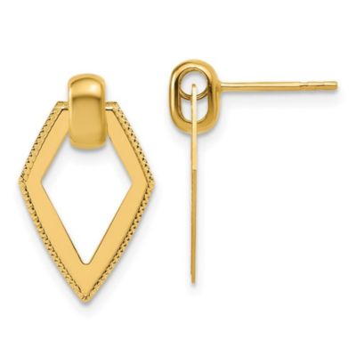 Belk & Co 14K Yellow Gold Polished Diamond shape Dangle Post Earrings
