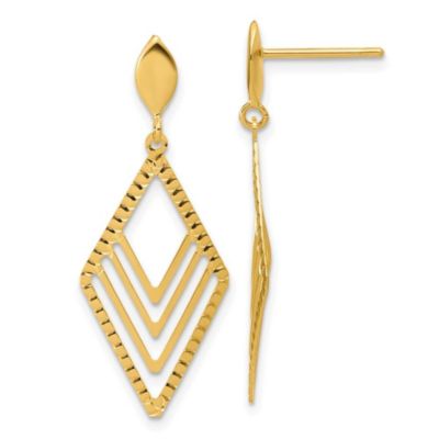Belk & Co 14K Yellow Gold Polished Diamond Shape Dangle Post Earrings