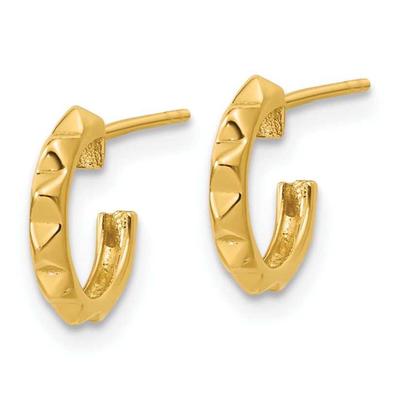 14K Yellow Gold Polished Geometric C-Hoop Post Earrings