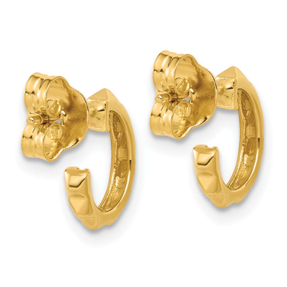 14K Yellow Gold Polished Geometric C-Hoop Post Earrings