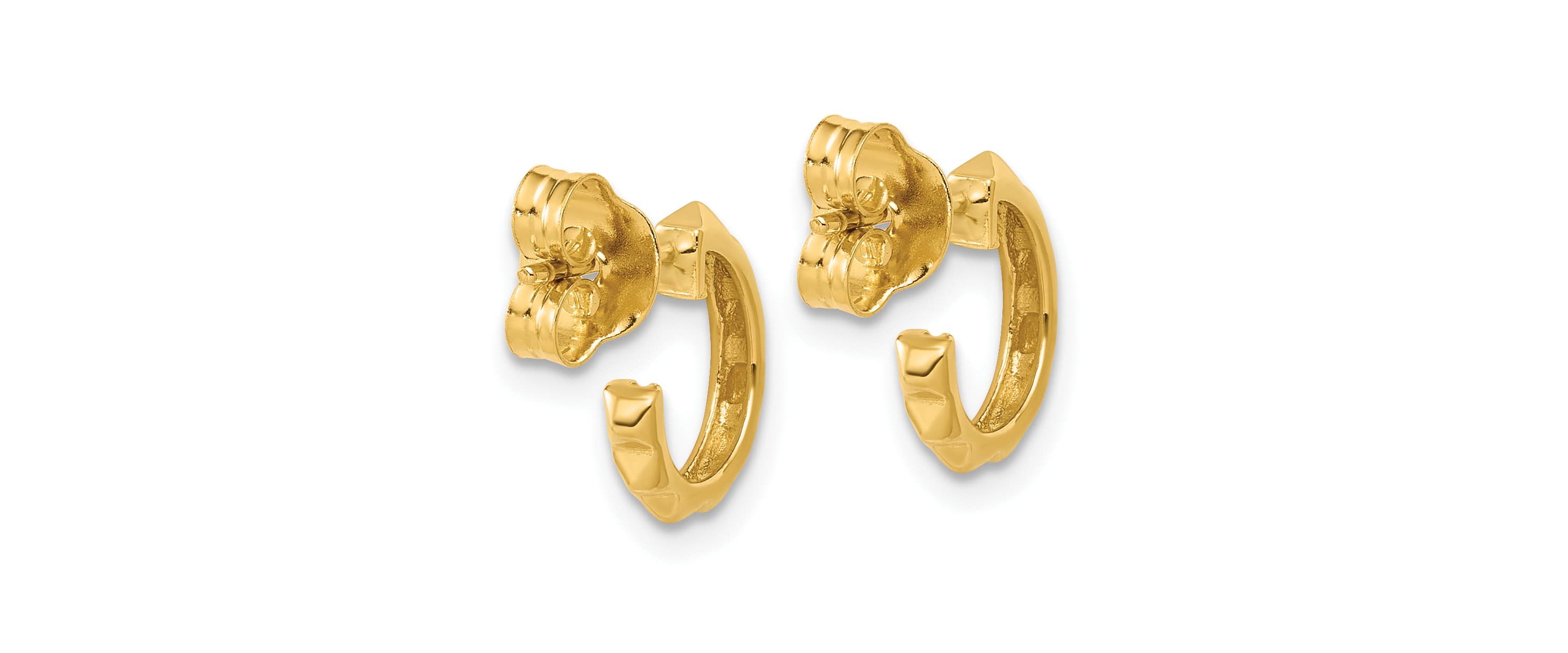 14K Yellow Gold Polished Geometric C-Hoop Post Earrings