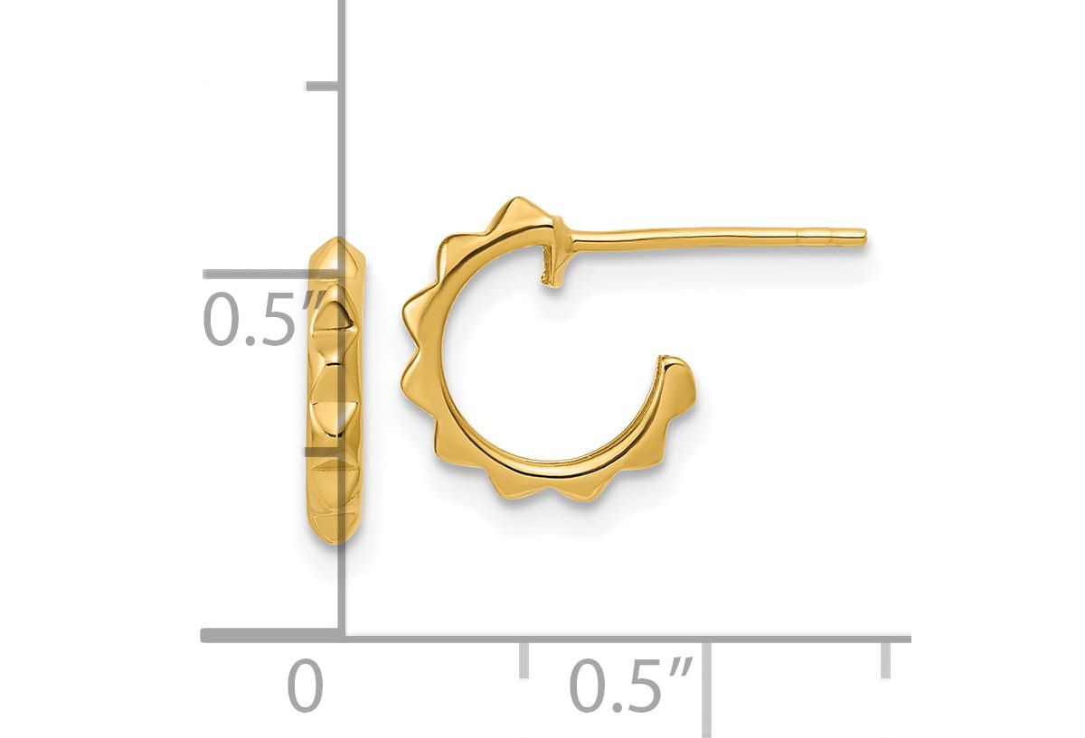 14K Yellow Gold Polished Geometric C-Hoop Post Earrings