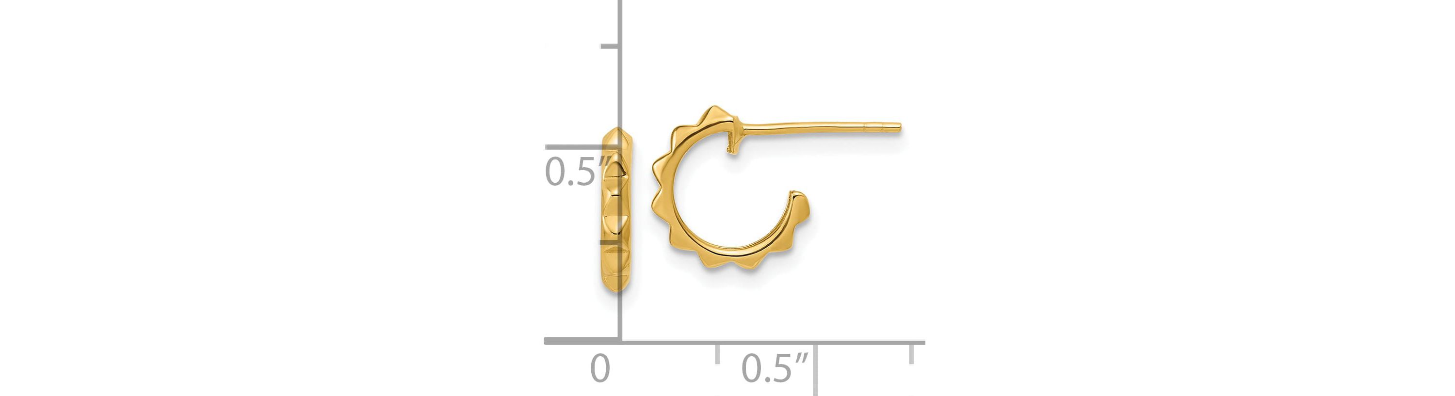 14K Yellow Gold Polished Geometric C-Hoop Post Earrings
