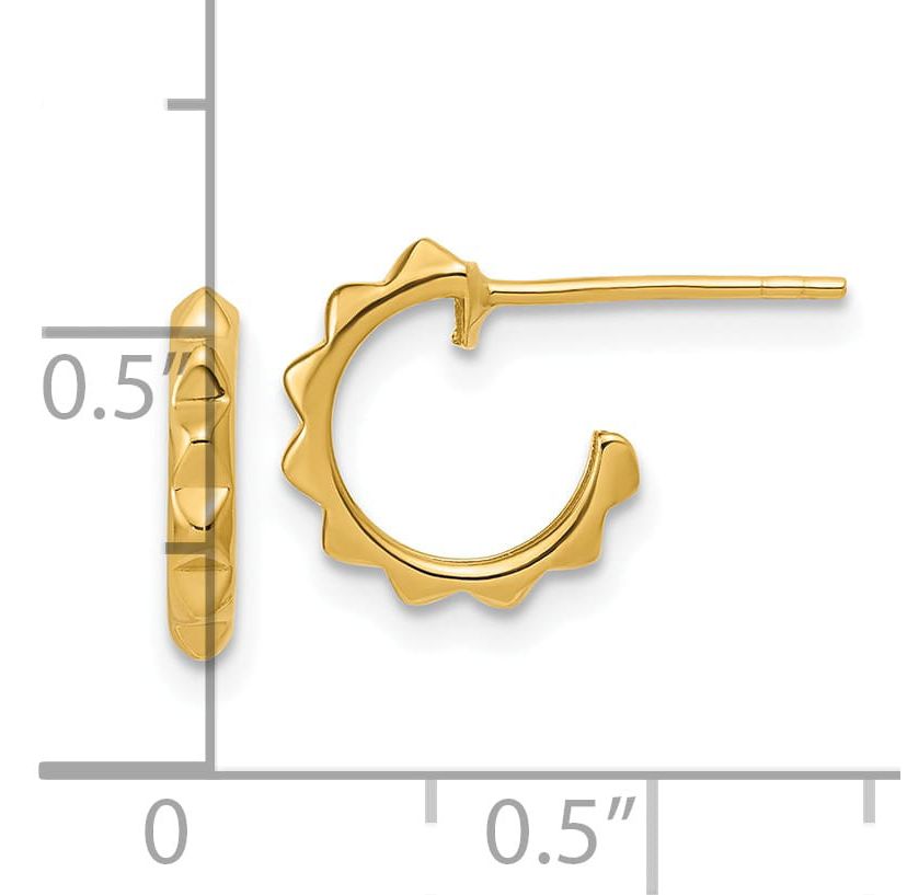14K Yellow Gold Polished Geometric C-Hoop Post Earrings