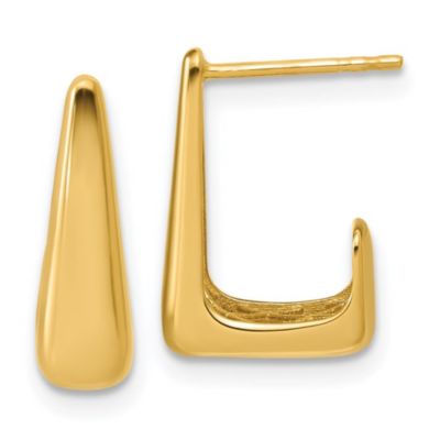 Belk & Co 14K Yellow Gold Polished J-Hoop Post Earrings