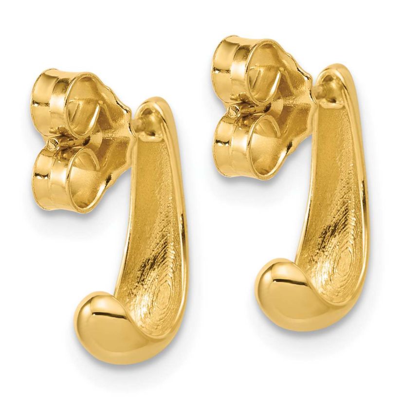 14K Yellow Gold Polished J-Hoop Post Earrings