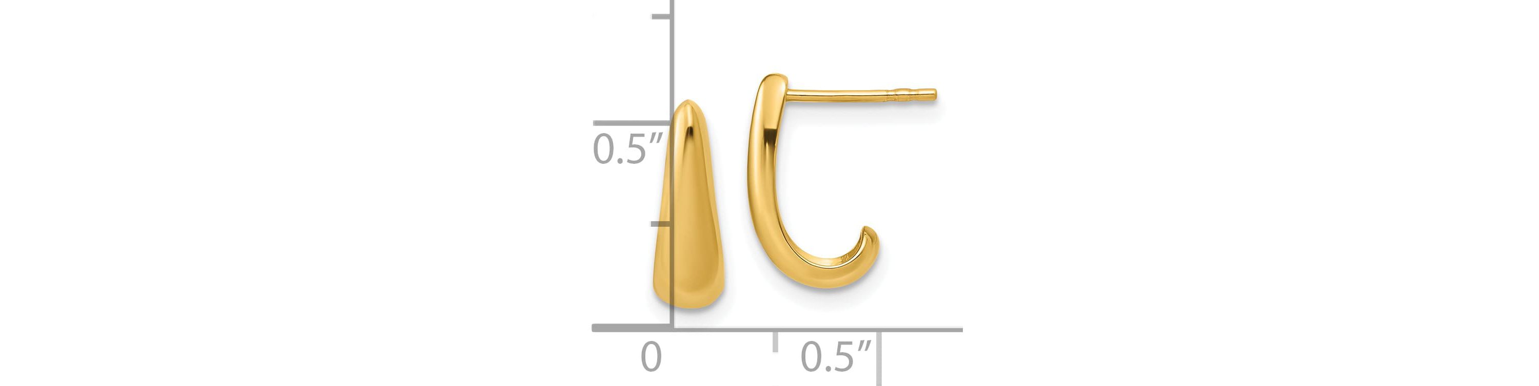 14K Yellow Gold Polished J-Hoop Post Earrings