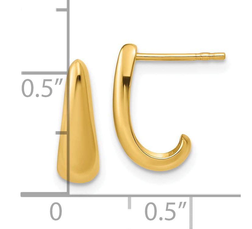 14K Yellow Gold Polished J-Hoop Post Earrings
