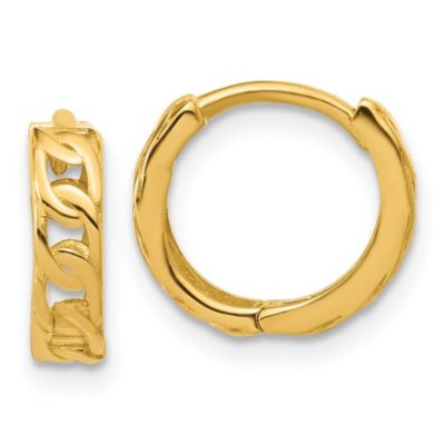 Belk & Co 14K Yellow Gold Polished Link Pattern Huggie Hoop Earrings