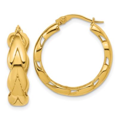 Belk & Co 14K Yellow Gold Polished and Grooved Fancy Hoop Earrings
