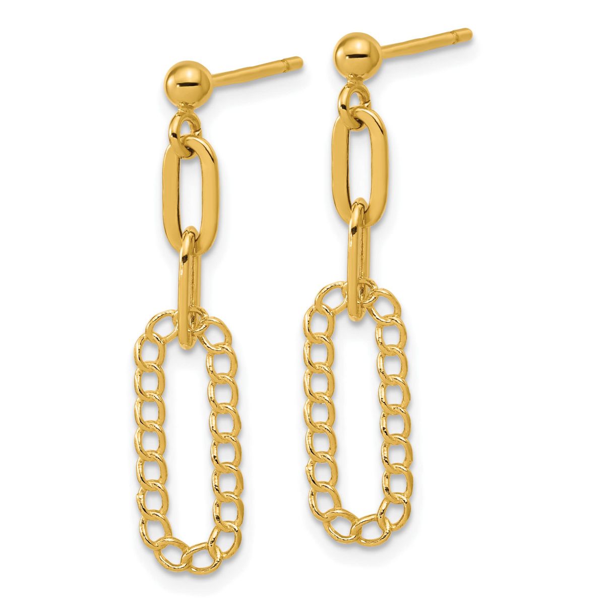 14K Yellow Gold Polished Oval Dangle Post Earrings