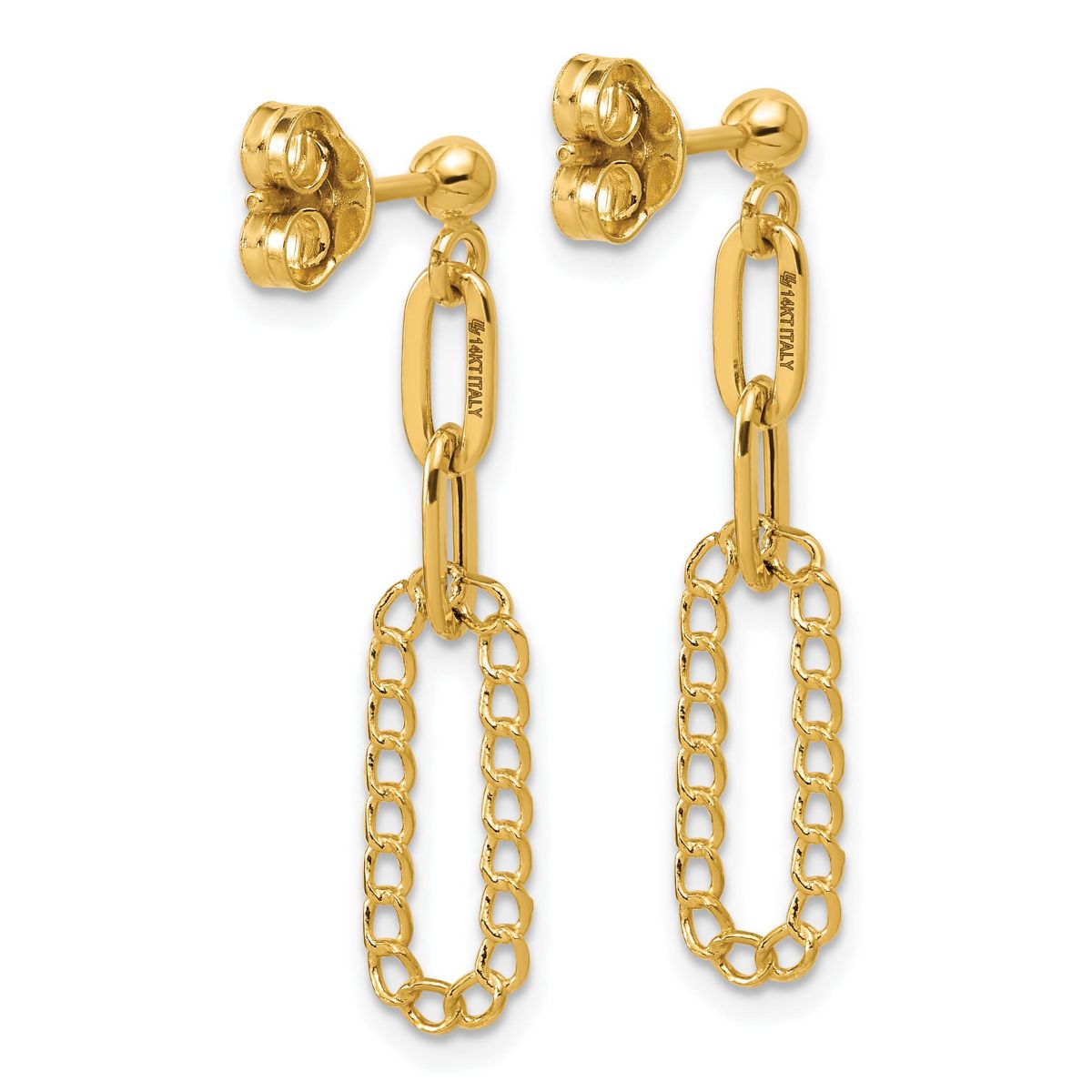 14K Yellow Gold Polished Oval Dangle Post Earrings