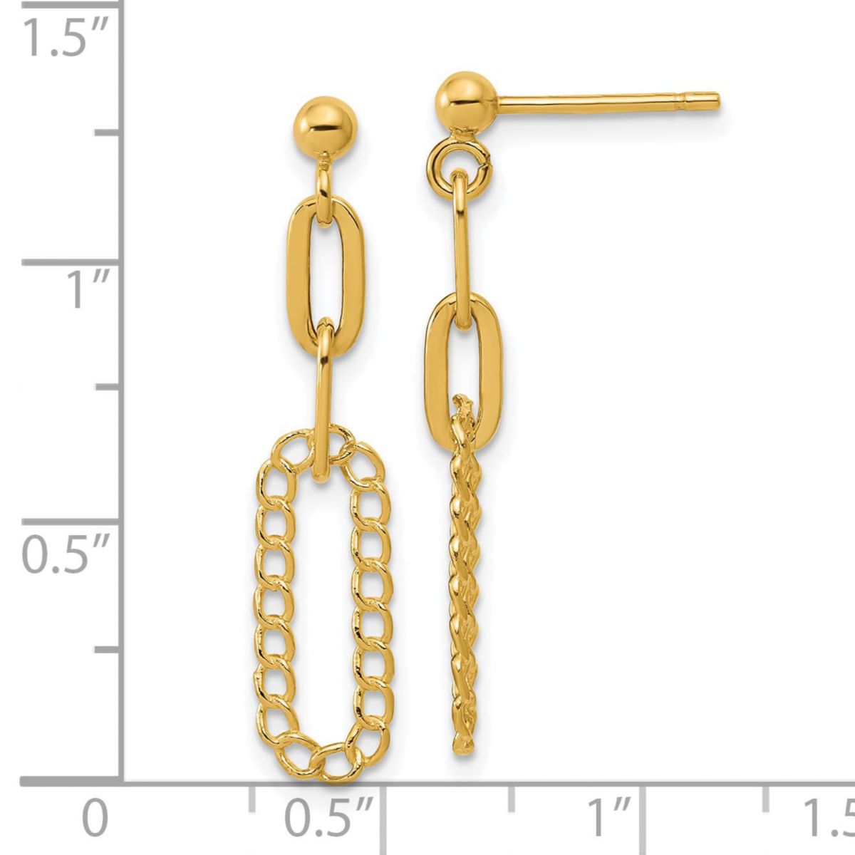 14K Yellow Gold Polished Oval Dangle Post Earrings