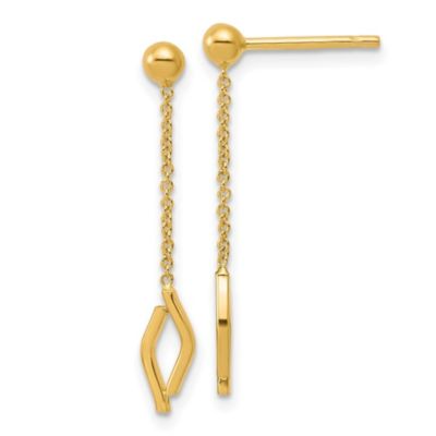 Belk & Co 14K Yellow Gold Polished Diamond-shaped Dangle Post Earrings