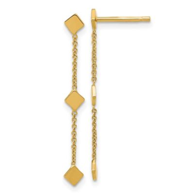 Belk & Co 14K Yellow Gold Polished Diamond-shaped Disk Dangle Post Earrings