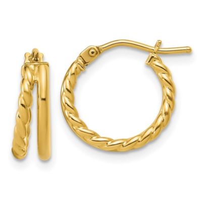Belk & Co 14K Yellow Gold Polished and Twisted 2-row J-Hoop Earrings